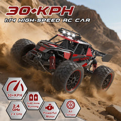 Scientoy 1:14 RC car with off-road tires and ABS shell for rugged terrain play.