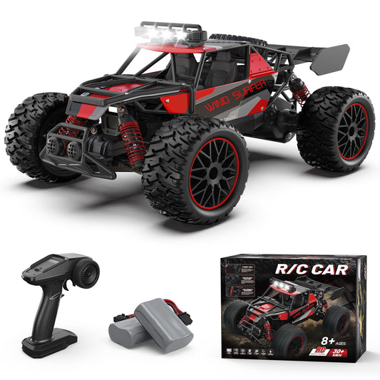 Scientoy 1:14 RC car front view highlighting speed for outdoor racing fun.