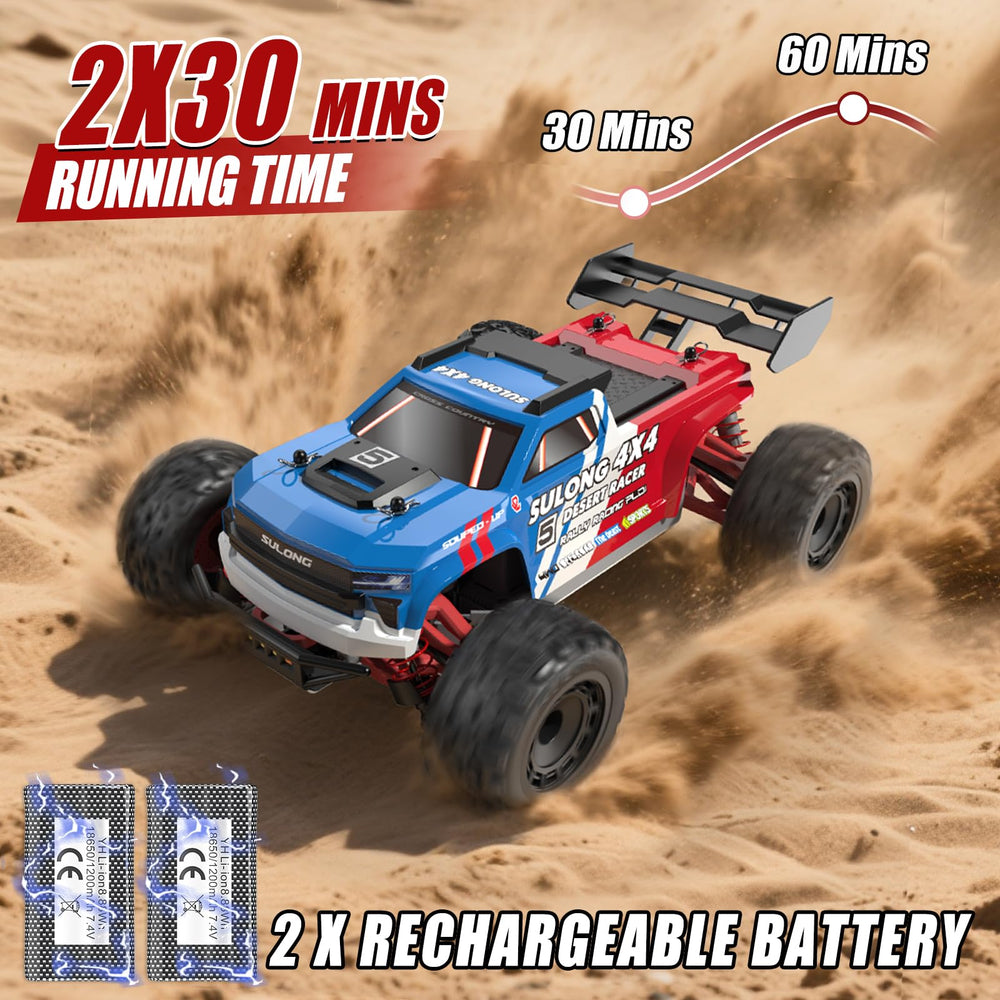 Scientoy RC car dual 7.4V batteries enabling up to 60 minutes runtime
