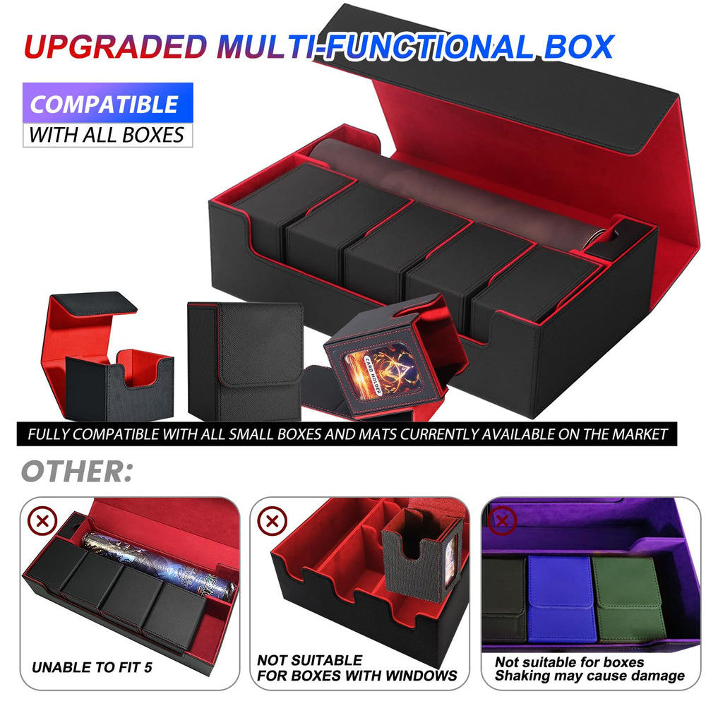 Generous capacity fits 800+ double-sleeved or 2200+ unsleeved cards.