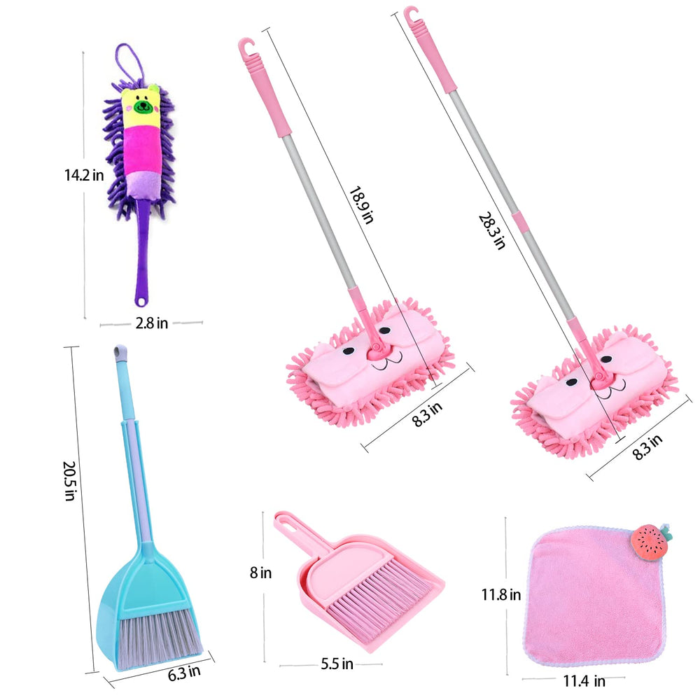SCKTYZS mini broom and dustpan in pink for small hands.
