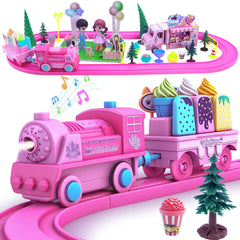 SCKTYZS Pink Classic Train Set with tracks invites imaginative play and safe construction