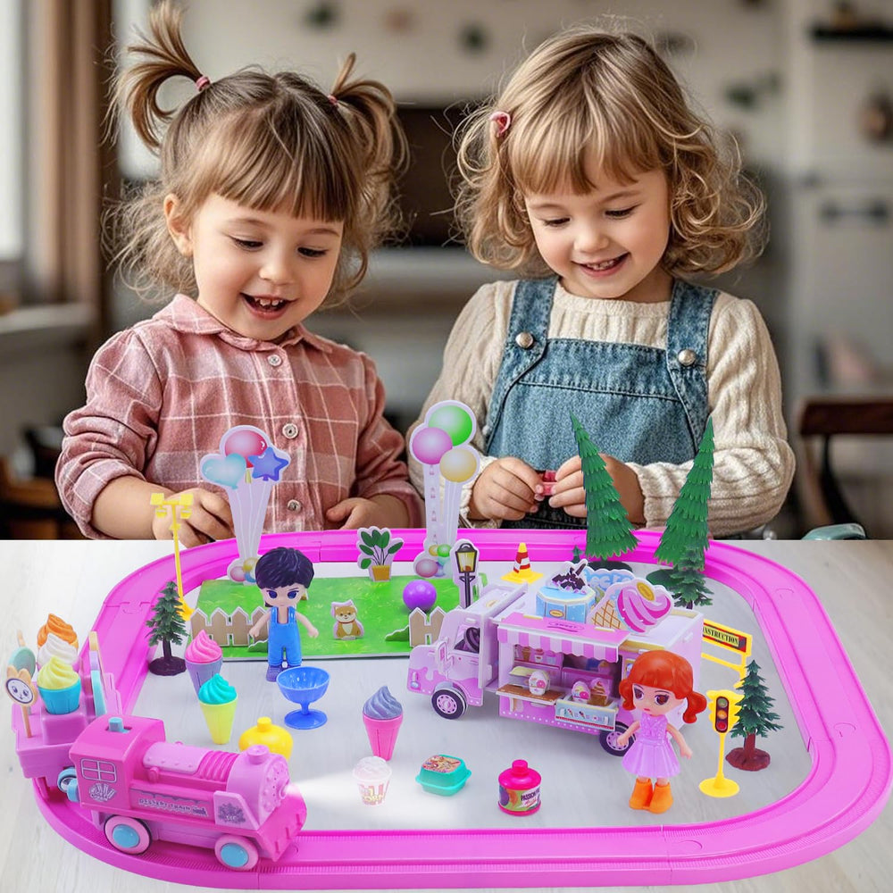 SCKTYZS Two pink locomotives captivate kids with colorful design and action
