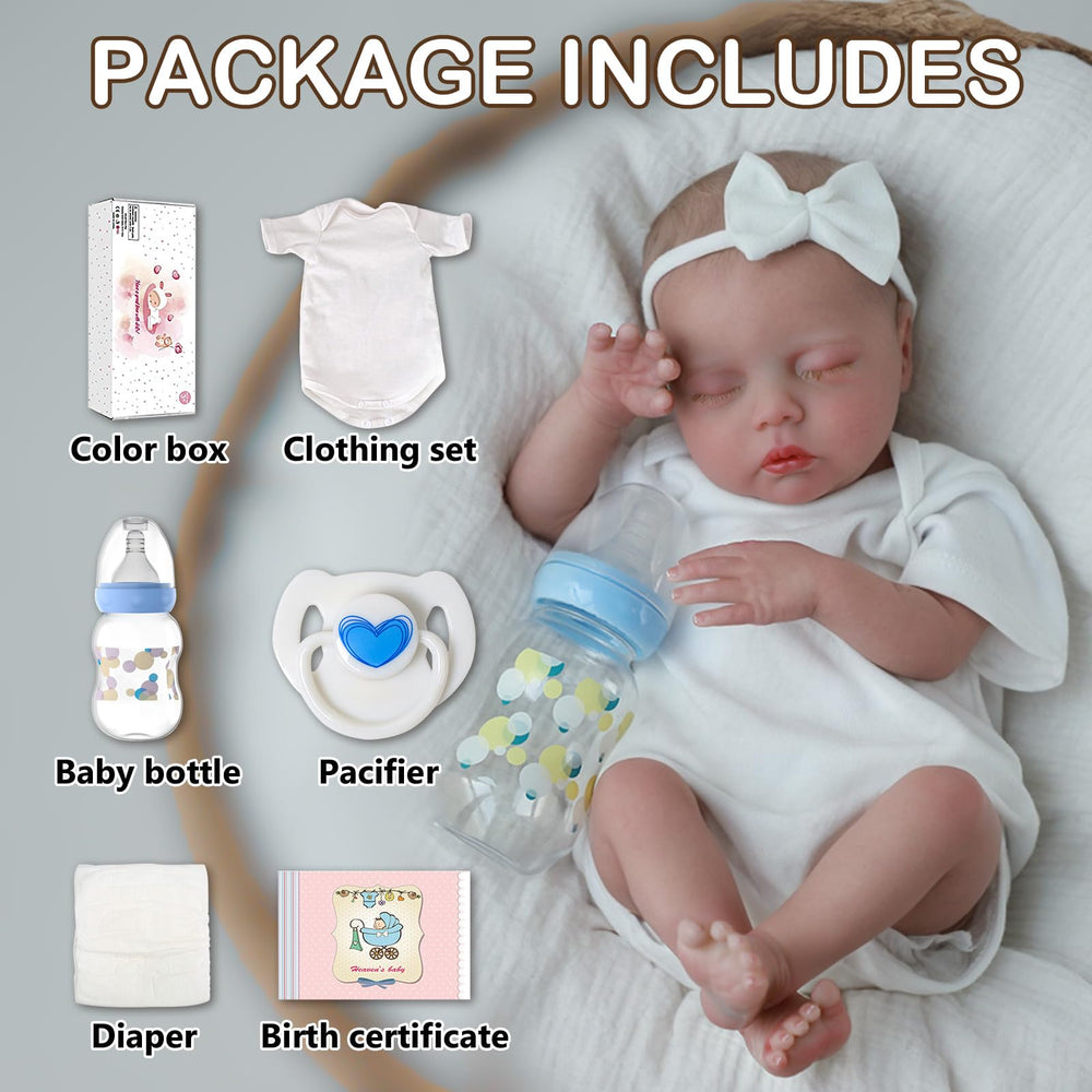 SCOM Delilah complete gift set with outfit, pacifier, bottle, and birth certificate