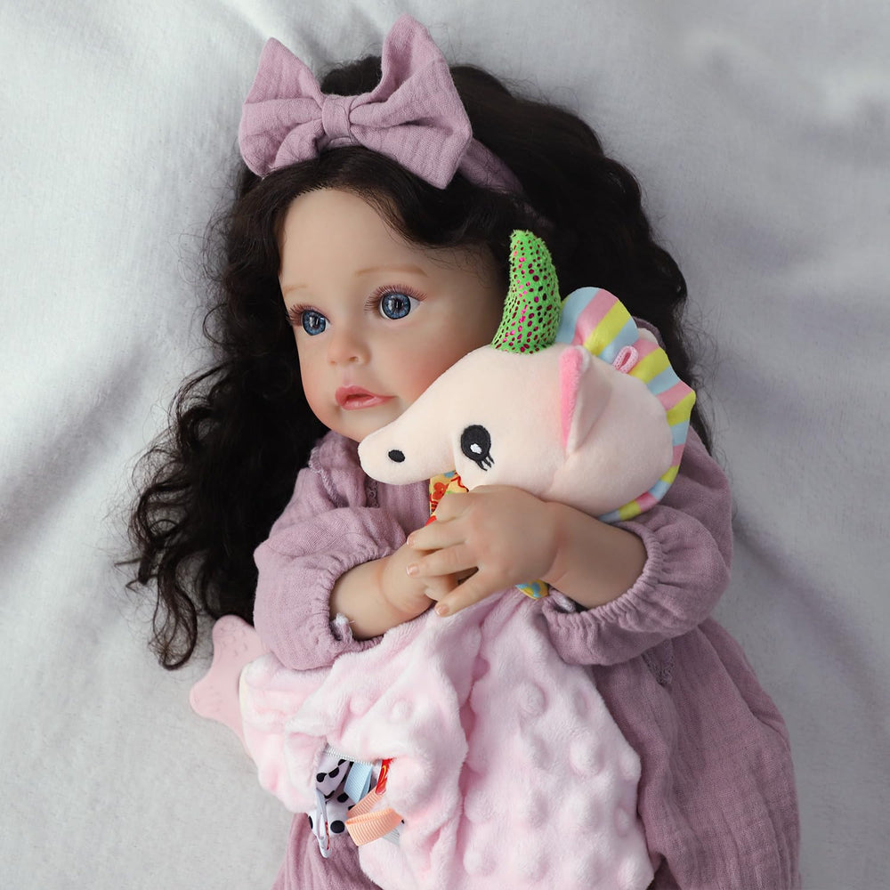 SCOM lifelike reborn doll soft weighted body for cuddling and comforting role-play.