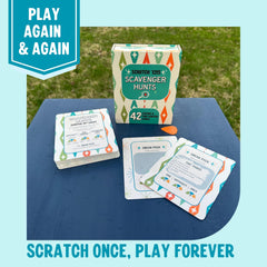 Scratch 'Ems durable adventure cards with nostalgic retro artwork for memorable outdoor hunts