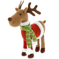 SCS Direct Reindeer Plush 12in stands softly, a hug-ready toy for kids.