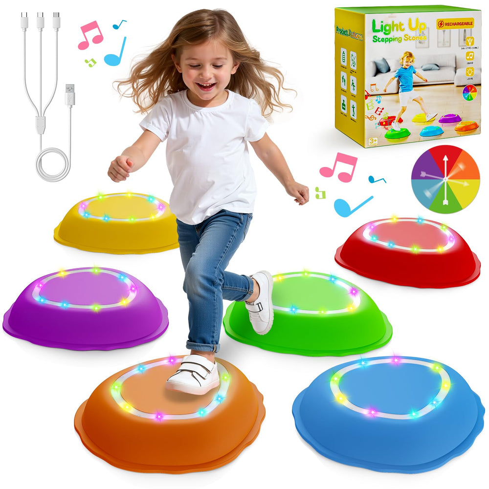Scvcid rechargeable stepping stones set with vibrant colors for balance training at home.