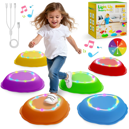 Scvcid rechargeable stepping stones set with vibrant colors for balance training at home.