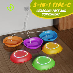 Scvcid music and light stepping stones spark play while developing coordination during indoor sessions.
