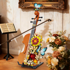 SDVWSF Flower Violin with butterfly details for a blooming desk centerpiece.