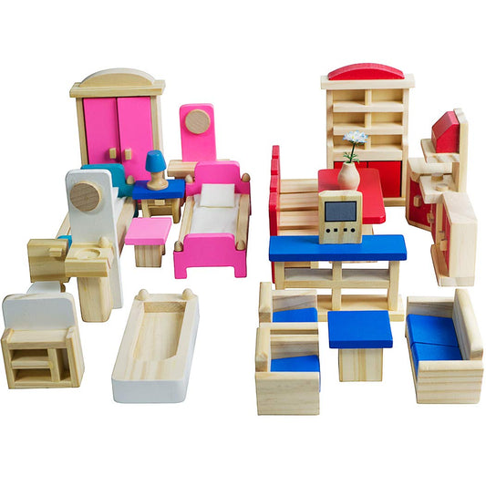Seanmi dollhouse furniture 5-sets full display, colorful and inviting for play