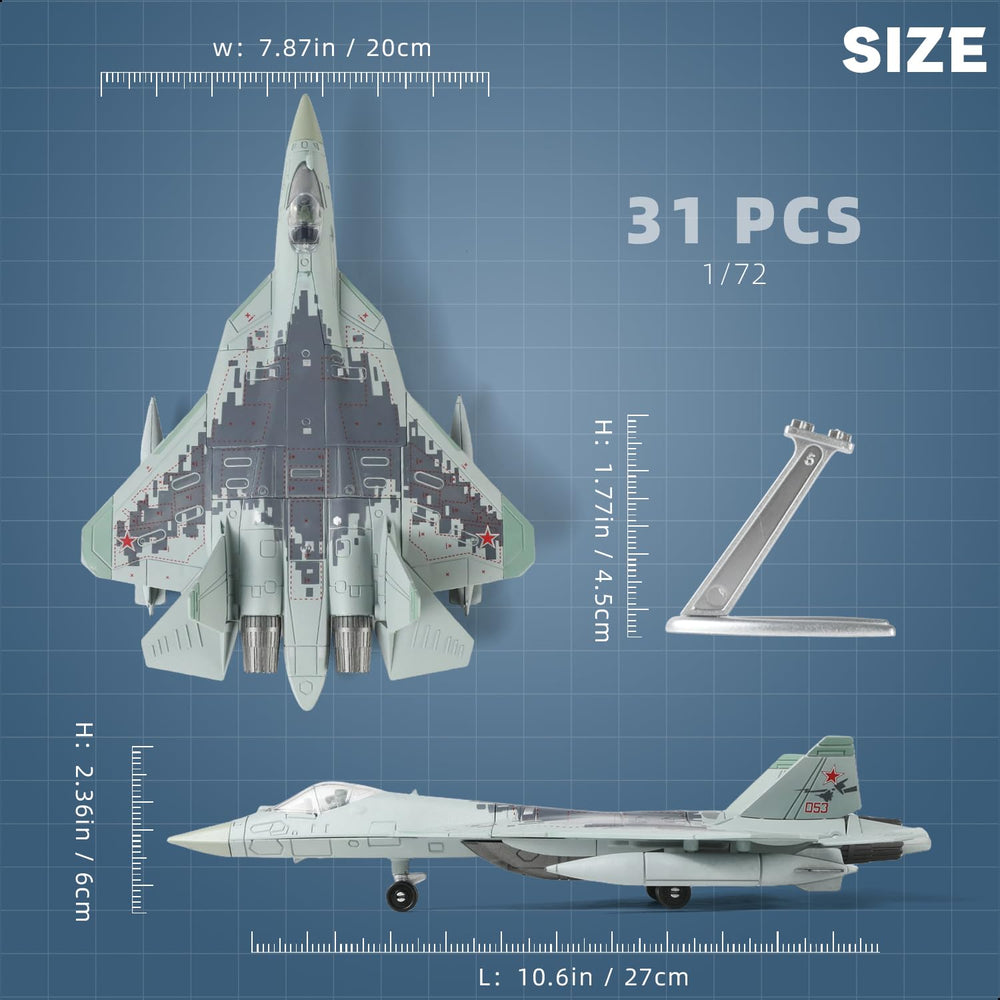 SEBUNAS SU-57 model: open cockpit detail enhances interactive shelf display.