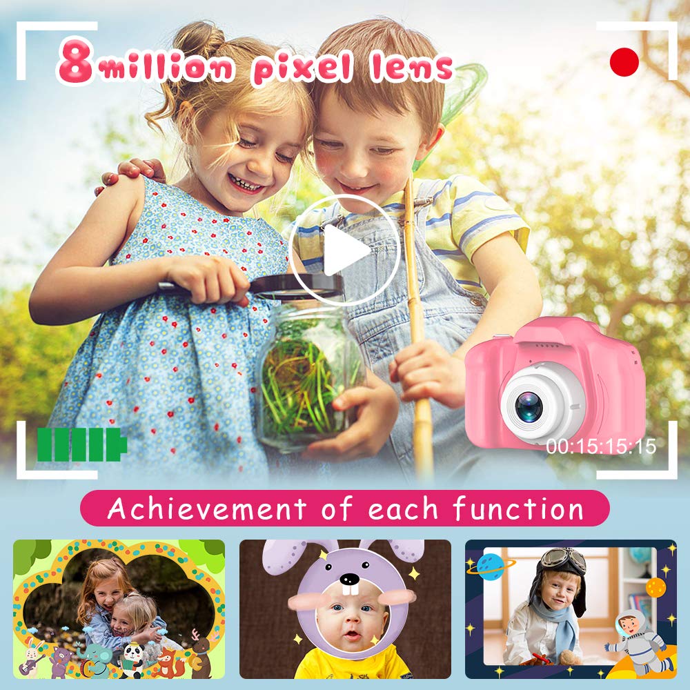 Seckton Upgrade Kids Selfie Camera stores photos on 32GB SD card