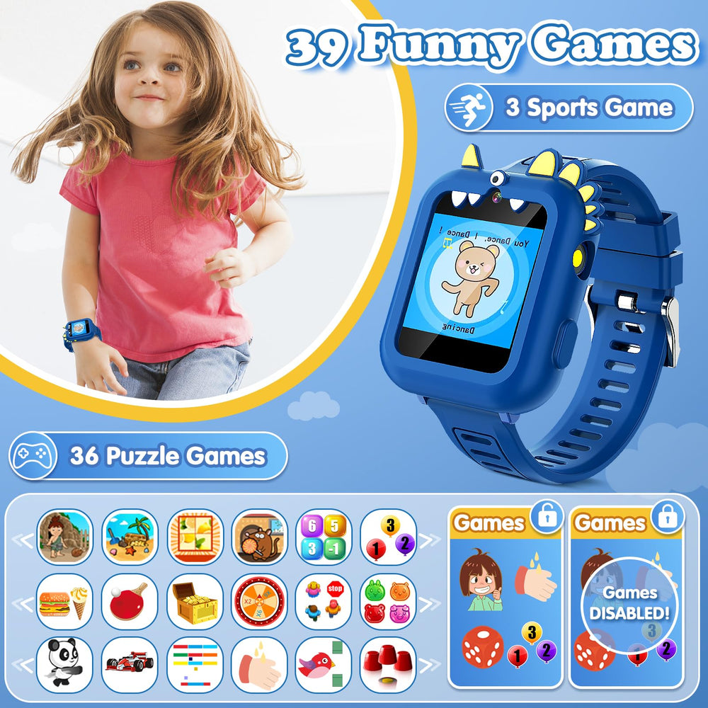 Sedzofan Kids Watch games menu includes 39 activities for learning.