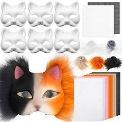 Seenelling blank cat mask for DIY Therian kits, ready to color and personalize.