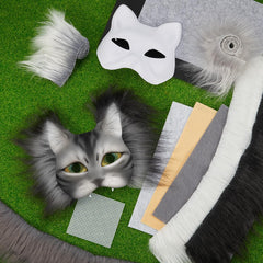 Seenelling blank paper cat masks ready for imaginative painting and design.