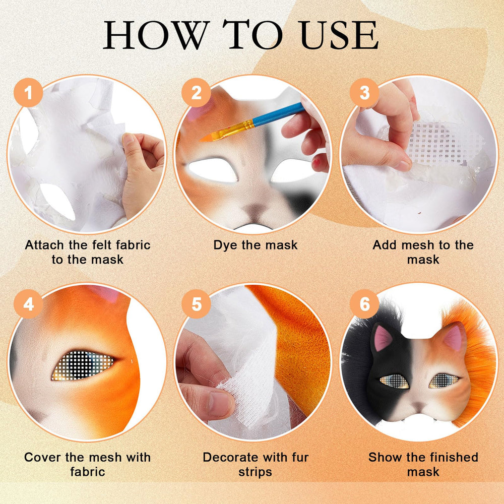 Seenelling six blank cat masks offer versatile bases for personalized designs.