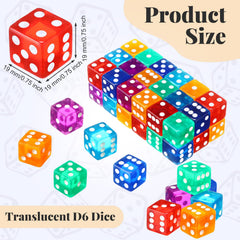 Seenelling translucent dice set ready for board games and die stacking activities.