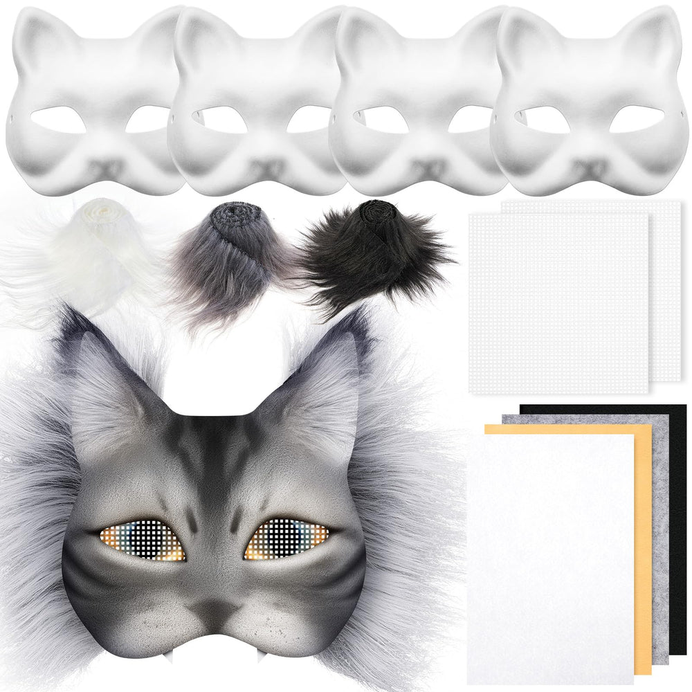Seenelling Therian mask kit blank cat mask ready for customization with dye