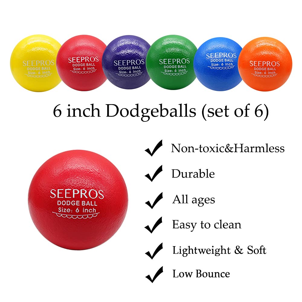 SEEPROS foam dodgeball set mesh storage bag for portable organization.