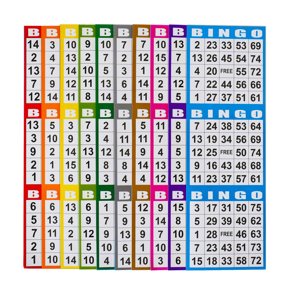 SEETOOOGAMES bingo cards front view, 3-card set ready for play