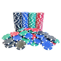 SEETOOOGAMES black 11.5g poker chip with double sided stripe for realism.