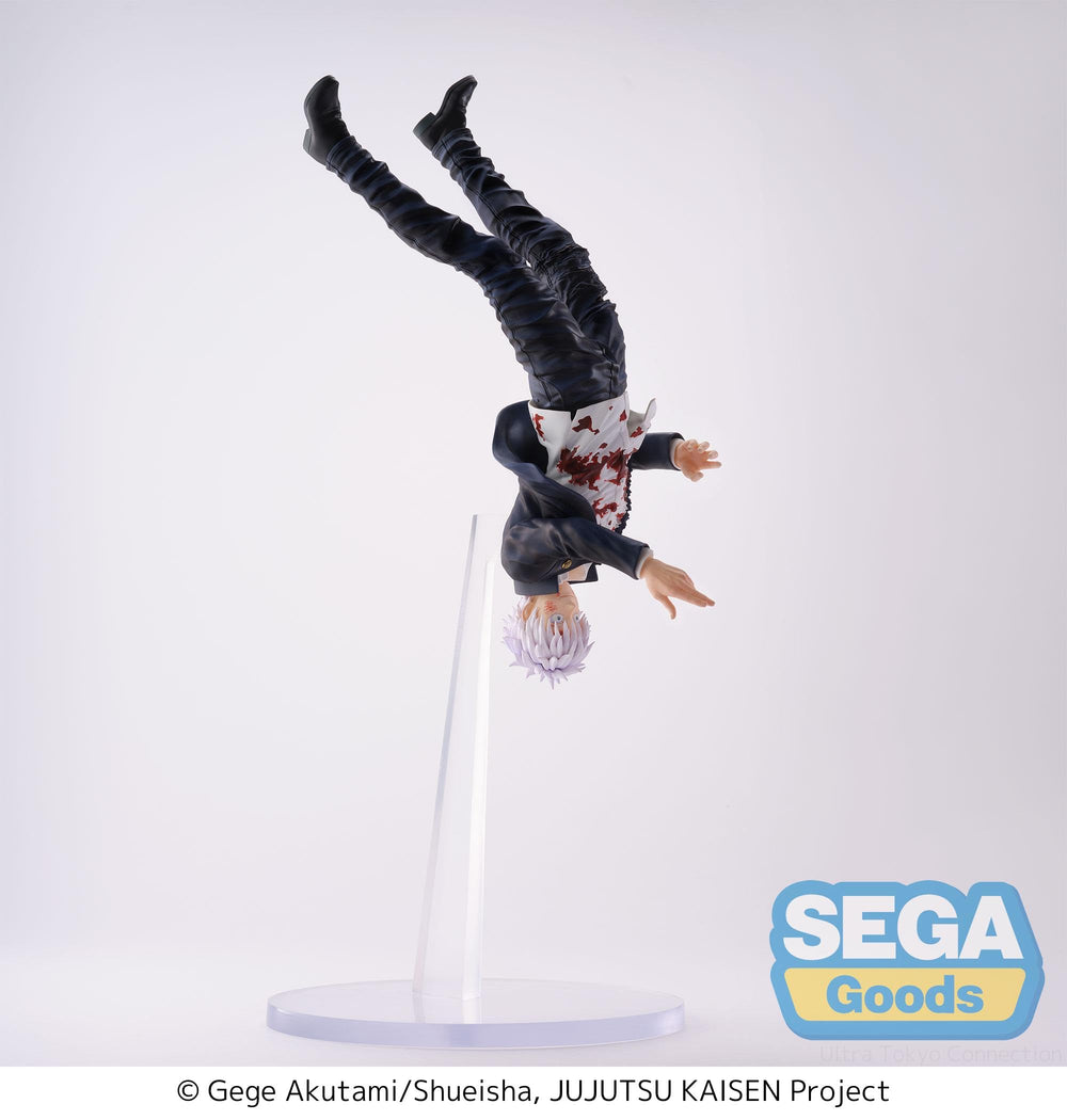 SEGA Satoru Gojo figure close up face highlights expression and craftsmanship.