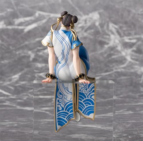 SEGA Chun-Li perching figure dynamic pose showcases detailed sculpt and styling.