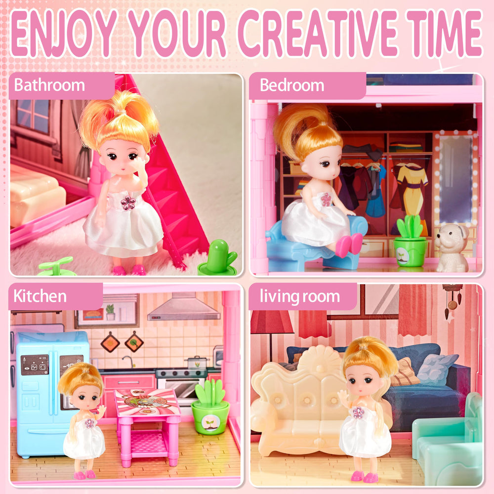 Seifar doll house with two dolls sparks pretend play adventures.