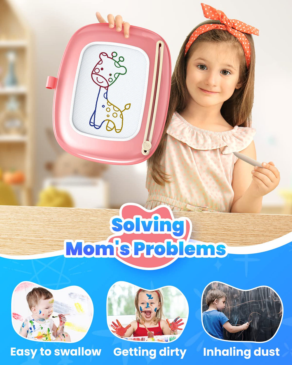 Seimome portable travel-size board fits bags for drawing on the go.