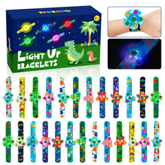 SEKEAHU dinosaur glow bracelets illuminate kids' Halloween outfits.