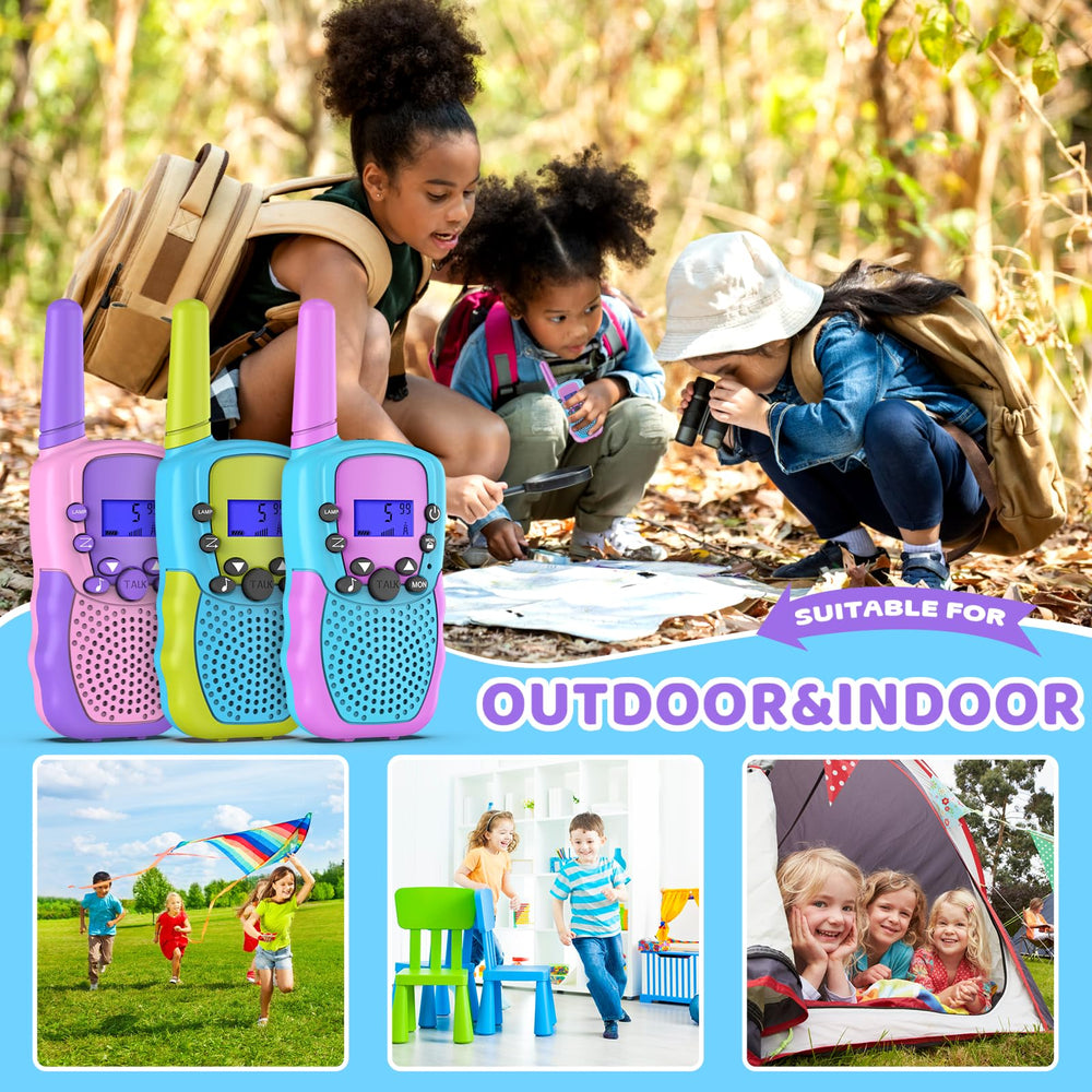 Selieve walkie talkie kids LCD display aids quick status check.