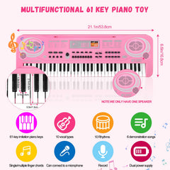 Semart Keyboard Piano 61-key side view, portable design ready for playtime anywhere.