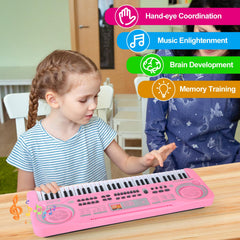 Semart Keyboard Piano 61-key with decorative microphone, sparks kids’ singing along during play.