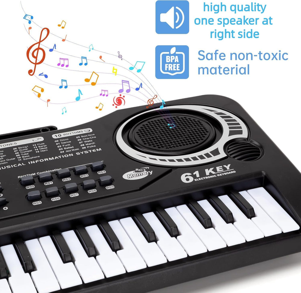 Semart Keyboard Piano supports battery and DC power for plug-and-play use.