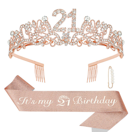Semato 21st sash with glitter gold fabric creates a radiant entrance.