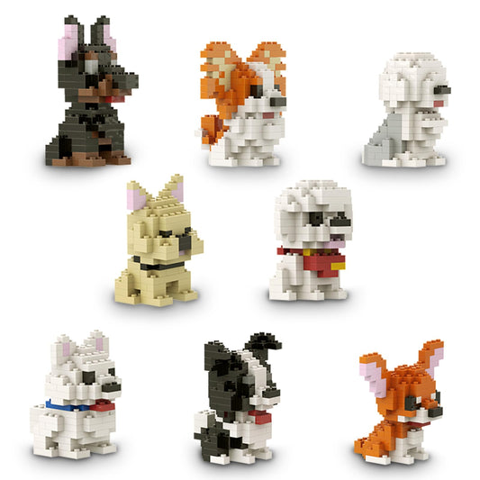 SEMKY Micro Mini Blocks Dog Series 8-in-1 model collection for creative building and display