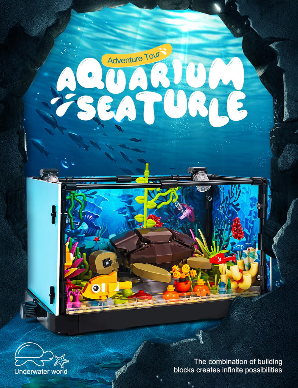 SEMKY Turtle blocks form a detailed 3D art display.