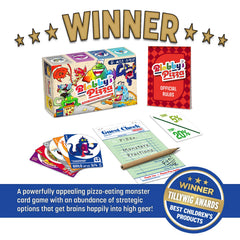 Semper Smart Games family game night scene shows kids enjoying pizza-themed play.