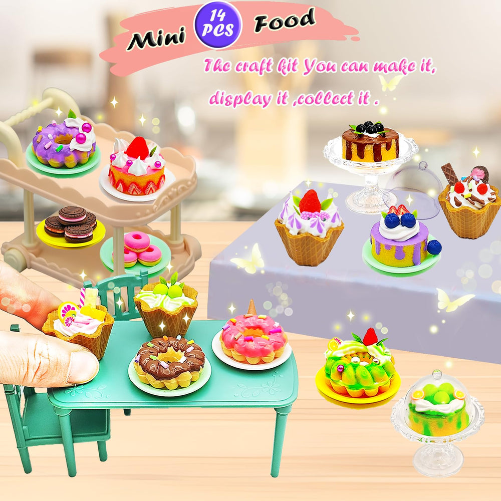 Cakes, cupcakes, donuts, and ice cream miniatures by Sendhjurf for creative display.