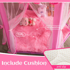 Senodeer Princess Tent soft hexagonal rug adds comfort and safety during play.