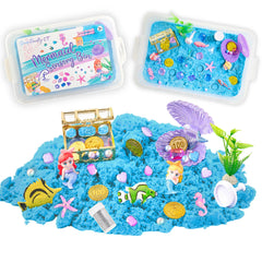 Sensationally OT mermaid sensory bin with magic sand for imaginative ocean play