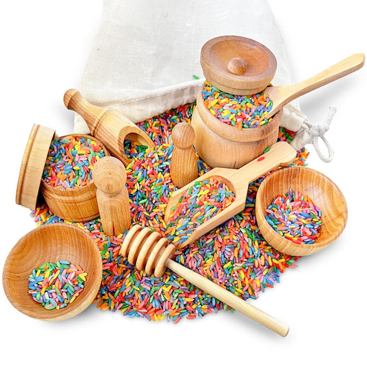 Sensory-N-Stuff wooden tool set 10-piece aids fine motor skill development during play.
