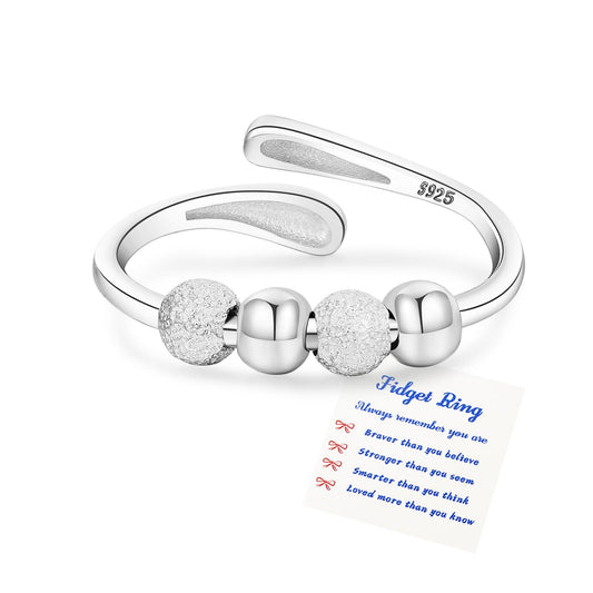Senteria anxiety ring with beaded spinner for focused touch while working
