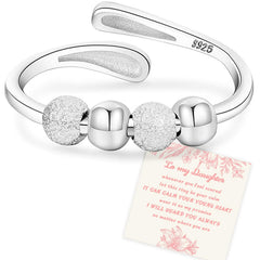 Senteria anxiety ring in sterling silver with beads, ideal for calming focus during work.