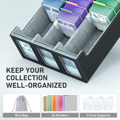 SENVINI box includes 24 dividers and 3 supports for upright card organization