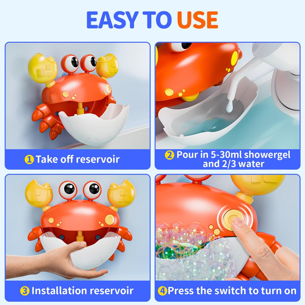 SEPHIX cartoon crab character sparks imagination during splashing bubble time.