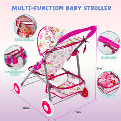Seppacio baby doll stroller set — accessories pack for realistic pretend play.