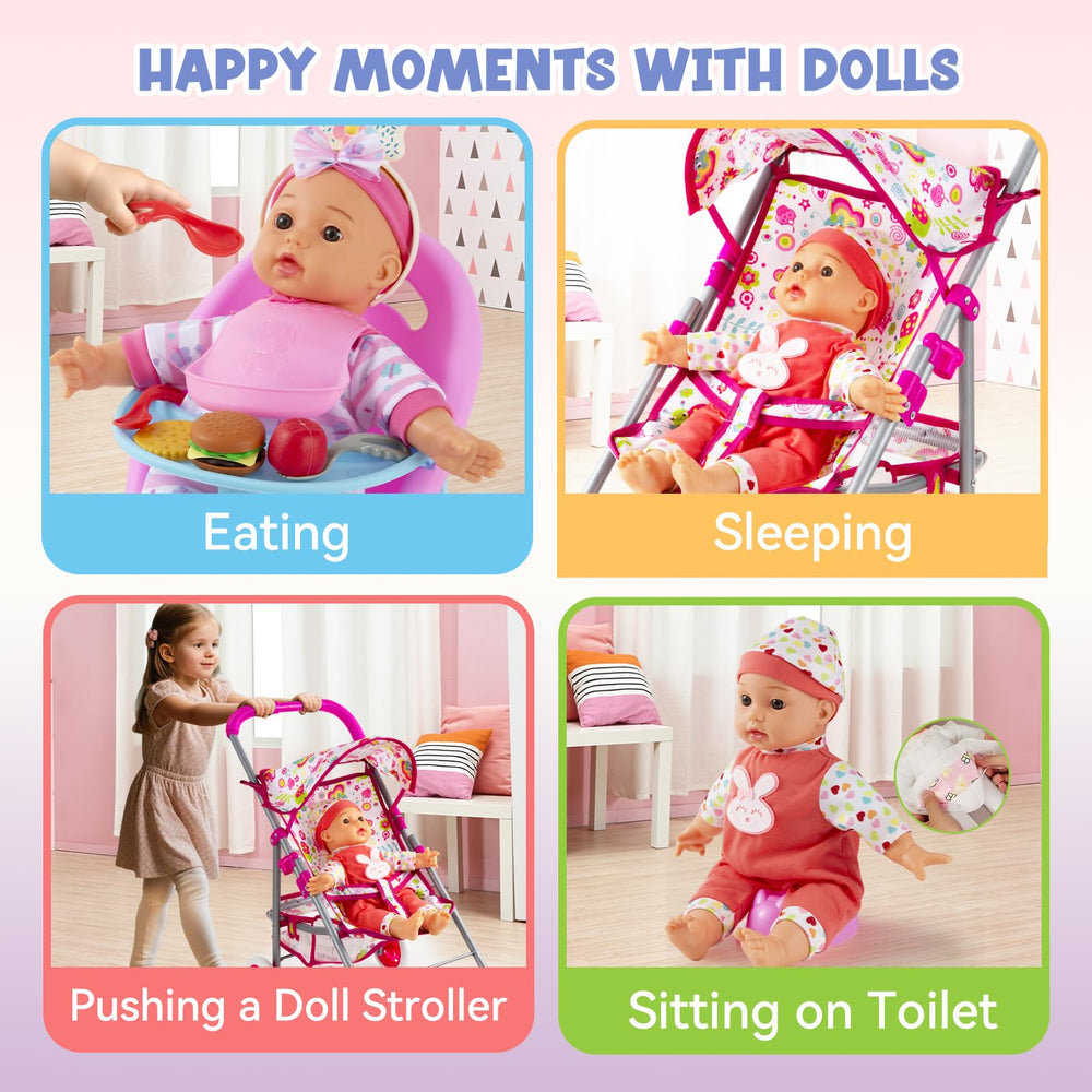 Seppacio baby doll stroller set — doll dressing and care activities boost nurturing role play.